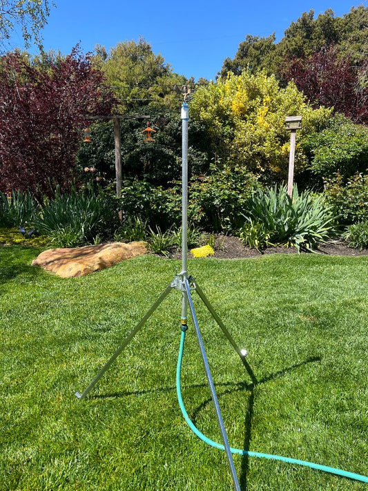 Heavy Duty Tri-Pod sprinkler with Rain Bird #25PJ full/part circle brass impact sprinkler