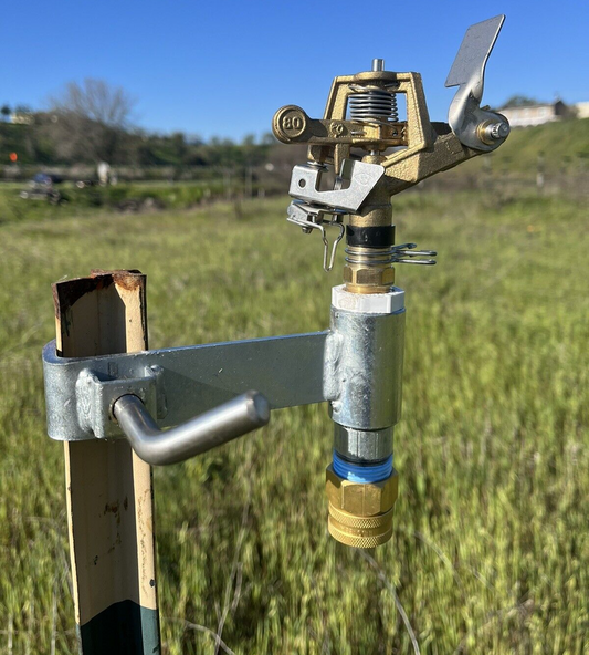 T-Post & Made In Spain 1/2" Brass Impact Sprinkler- Commercial Quality